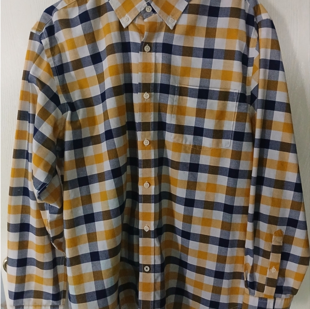 Men's Blue and Yellow Checkered Shirt
